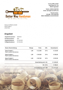 Angebot Beispiel DIY Firma